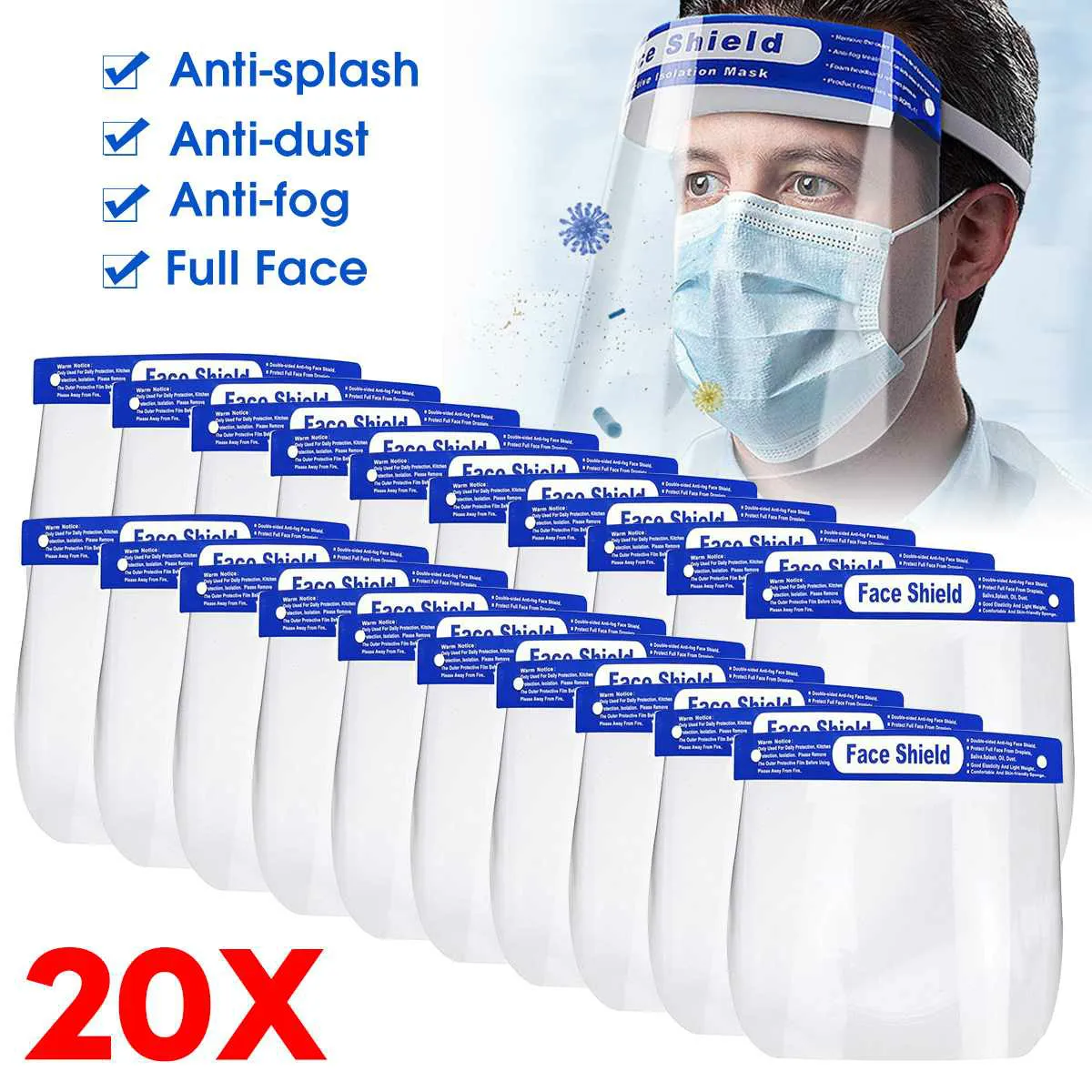 Transparent Protective Mask Full Face Shield Masks Anti Saliva Splash-proof Protect Eye Full Face Mask Cover Protective Visor