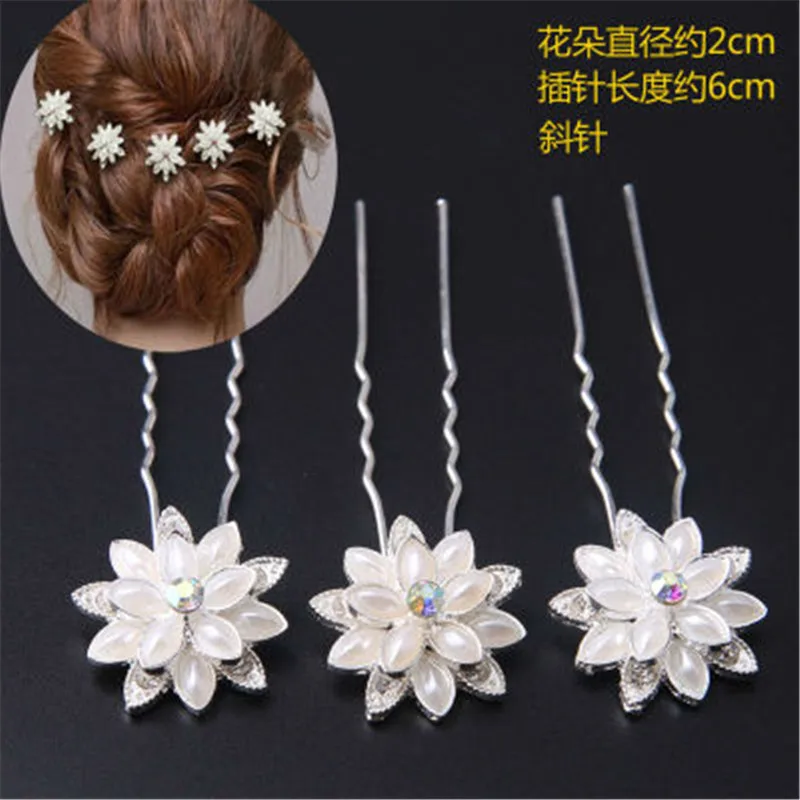 10Pcs Simple Crytal Crown Hair clips Handmade Flower Bridal Wedding Jewelry Accessories Women Headress Star Hairpins for Bride