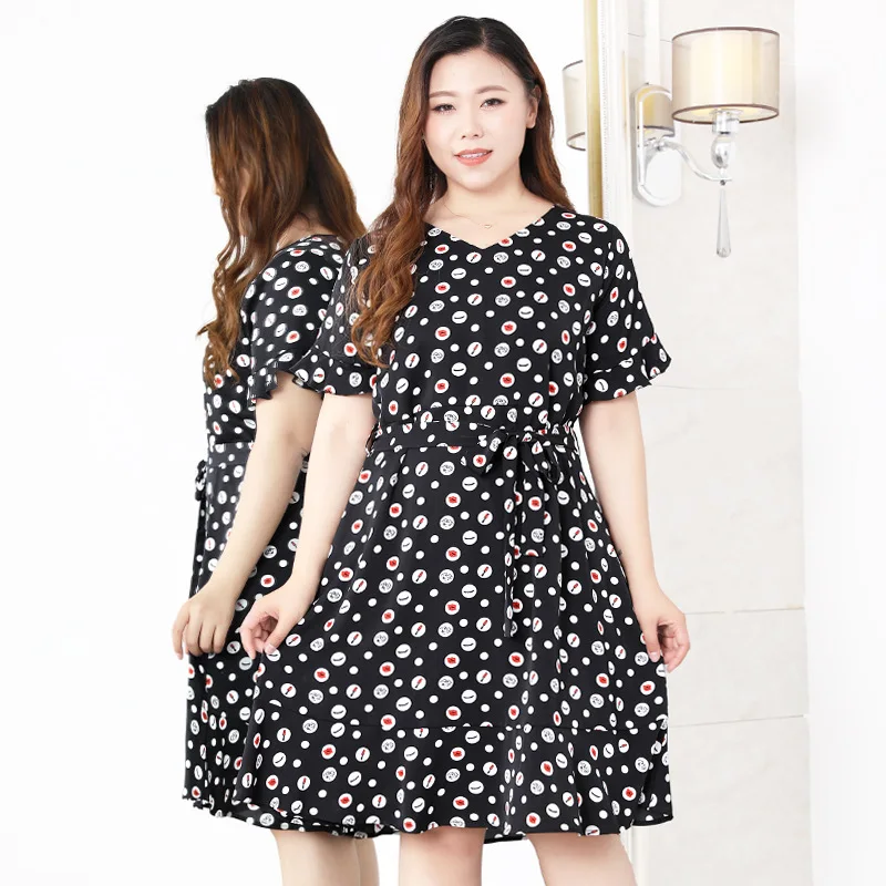 

Extra Large Size Women Dress Slim High Waist Summer Dresses Women Robes Print Midi 4XL To 10XL Casual Party Dress T20356
