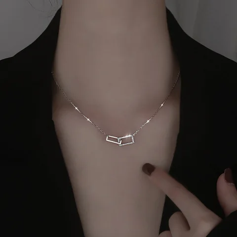 Quality Shiny Crystal Zircon Necklace Rose Gold Double Layer Choker Necklace For Women Fashion Jewelry Party Gift Wholesale