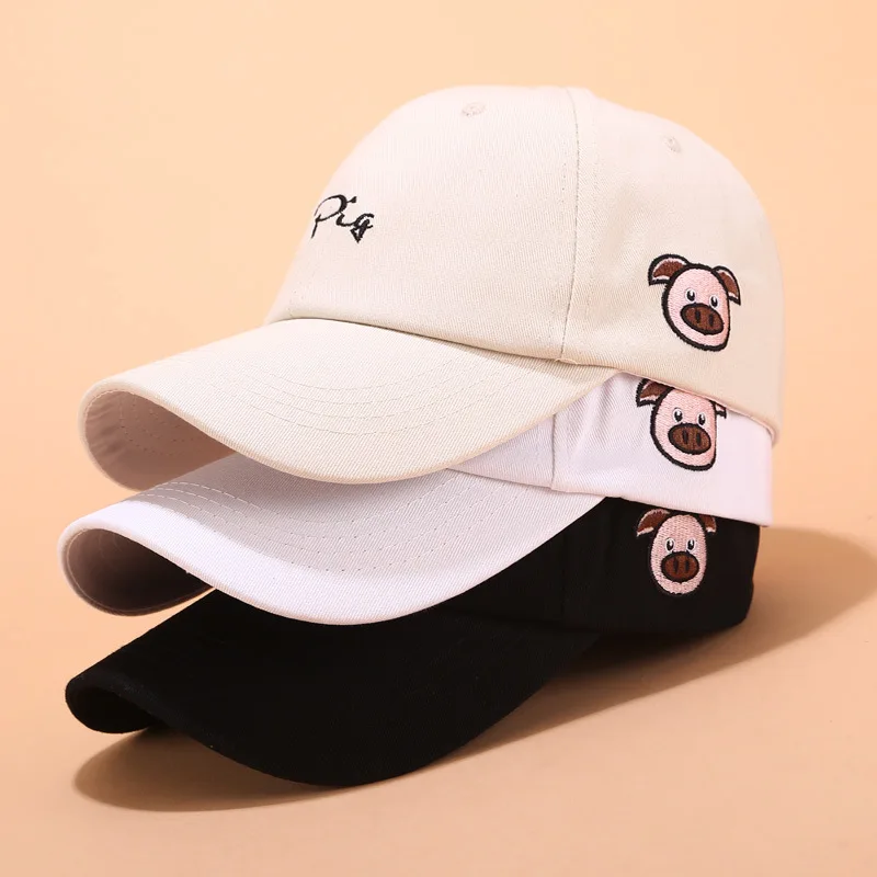

Hat Female Spring and Summer Cute Pig Embroidered Casquette Casual All-match Hip-hop Baseball Cap Men and Women Couples' Cap