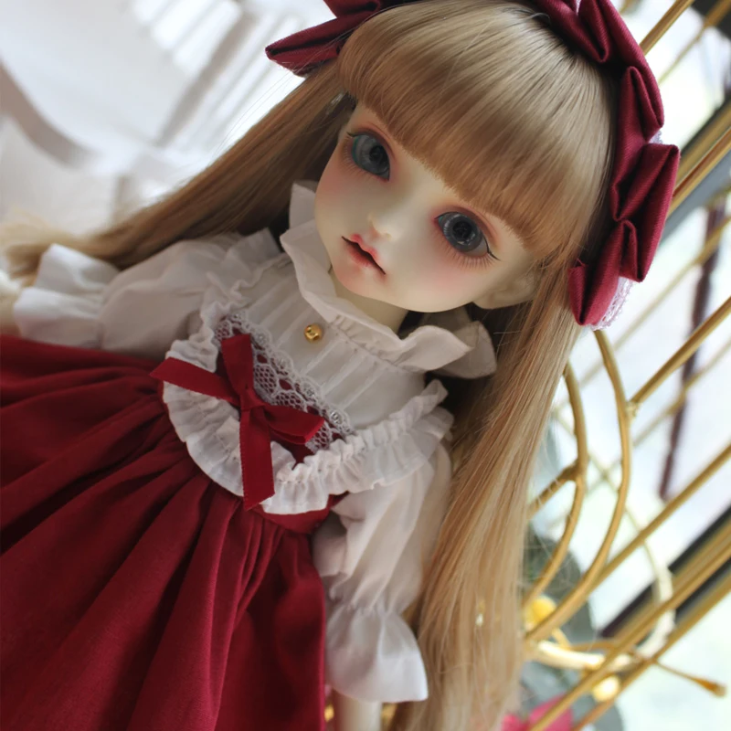 BJD кукла простое платье Одежда для кукол красный цвет короткое платье для blyth 1/6 1/4 1/3 BJD кукла аксессуары платье+ украшение для волос