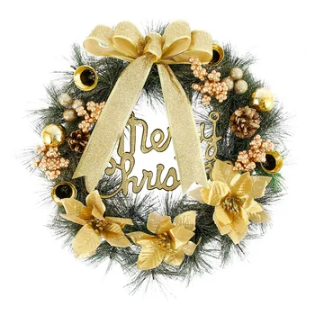 

2021 Christmas Front Door Hang Garland With Pine Needles Hanging Wreath Christmas Decor Handmade Wreath Rattan Pendant Garland