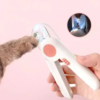 

LED lights professional pet cat dog nail clippers stainless steel trimming scissors fader nail clippers anti-slip nail clippers