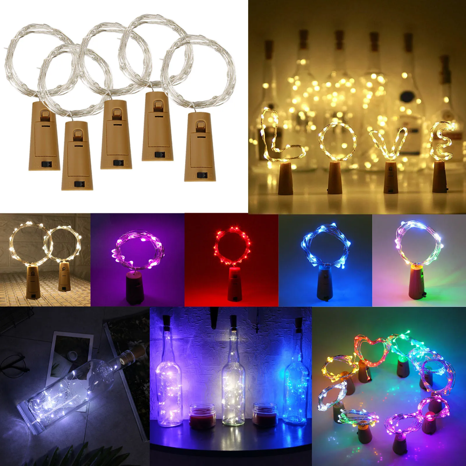 

30Pcs 1M 2M 3M 10 20 30 LED Cork Shaped Silver Copper Wire String Fairy Light Wine Bottle for Glass Craft Christmas Party Decor