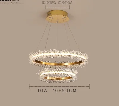 D70 50cm Современная хрустальная люстра, освещение, светильник, светильник, роскошное Золотое кольцо, светодиодный светильник для гостиной, ресторана, спальни - Цвет абажура: D70 50cm