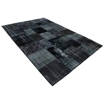 

198x300 Cm Black Handmade Patchwork Rug-6x10 Ft