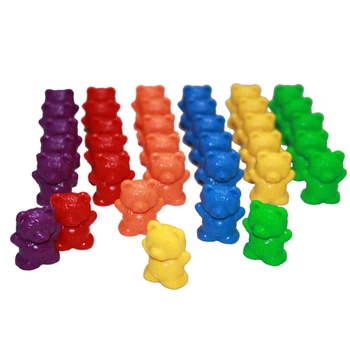 

60/120pcs Bear Shape Weight with Scale Mark Puzzle Early Educational Toys Kindergarten Experiment Math Color Teaching Toy