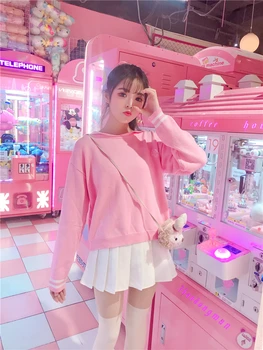 

Princess sweet lolita sweater Korean vision collage wind pink sweater sweet girl Navy collar knitted sweater women XH191