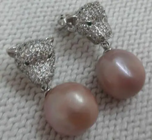 

PAIR 14x11MM ENORMOUS GOLD PINK KASUMI FW BAROQUE NUCLEAR PEARL EARRING