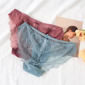 

Sexy Lace Briefs Hollow Stain Panties Low-Rise Antibacterial Crotch Underpants Bowtie Underwear Intimates Lingerie трусы женские