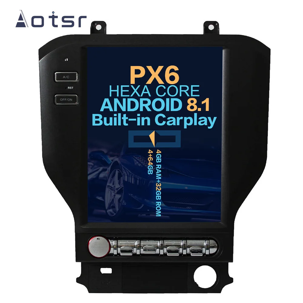 Автомобильный мультимедийный Android 8,1 автомобильный радиоприемник для Ford Mustang+ gps навигационное радио Tesla стиль Автомобильный видеорегистратор gps навигатор с Carplayr