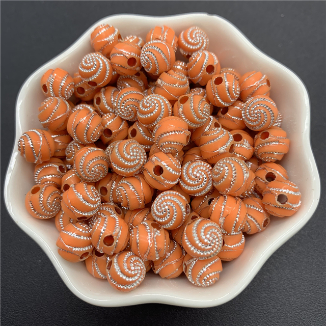 8mm Acrylic Spacer Beads Carving Vortex Loose Round Shape Beads For Jewelry Making
