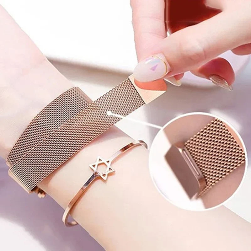Hot Sale Women's Starry Sky Watch Luxury Magnetic Magnet Buckle Quartz Wrist Watch Geometric Surface Diamond Female Watches