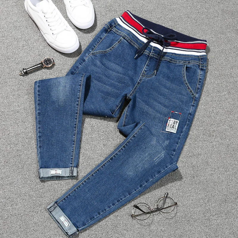 

Autumn casual Jeans For Women Fashion Loose Vintage High Waist Jeans Pencil pants Plus Size Jeans 5XL bule clour female trousers
