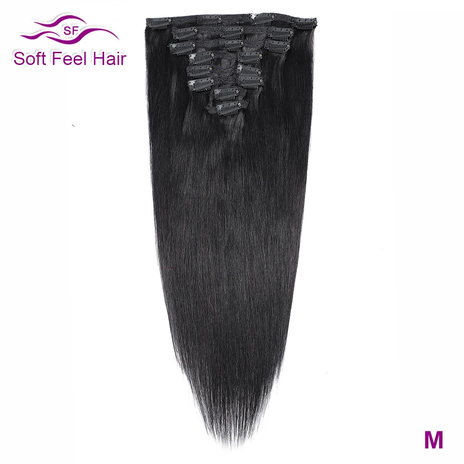 

Brazilian Straight Clip Ins 8 Pcs/Set Remy Clip In Human Hair Extensions 120G 10-26 Inch Natural Color Soft Feel Hair