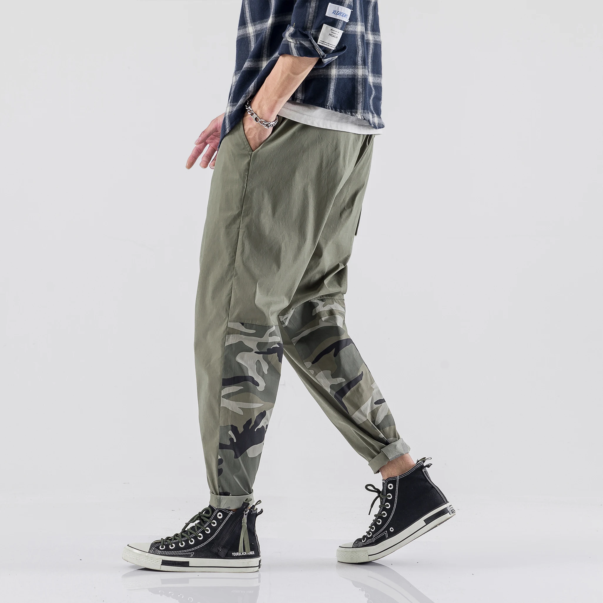Yasword Men Pants Casual Trousers Straight Ankle-Length Solid Color Fashion Loose Male Elastic Waist Clothing Streetwear Yasword Men Pants Casual Trousers Straight Ankle-Length Solid Color Fashion Loose Male Elastic Waist Clothing Streetwear