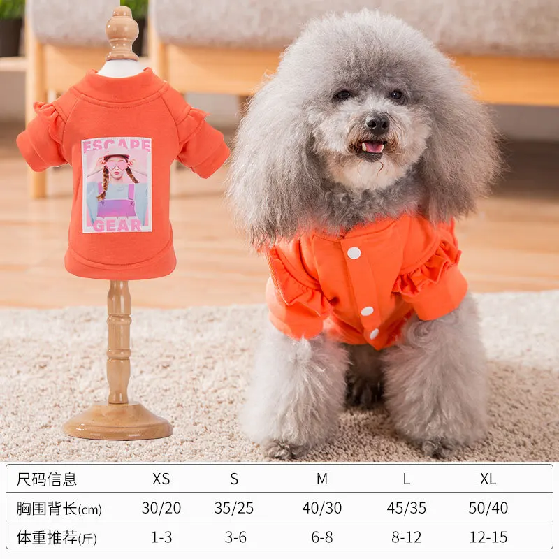 orange Spring and Autumn Leisure Styles Pet Dog Clothing Fashion Can Be Comfortable Breathable The Two Feet Garments Small Dog Clothing - Цвет: orange