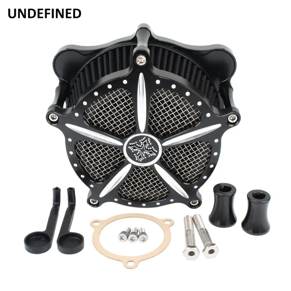 Black Contrast Cut Motorcycle Air Cleaner Filter Intake For Touring Tri Glide 2008- Softail Dyna air filter