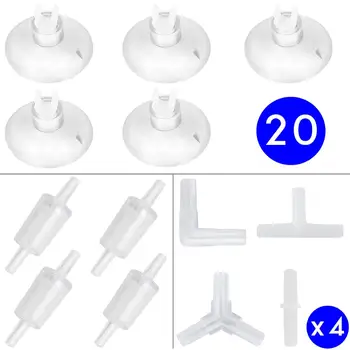 

Uniclife 20 Pack Aquarium Suction Cup Clips Holders for Airline Tubing with 4 Non-Return Check Valve 4 Set Airline Connectors