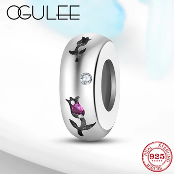 

925 Sterling Silver Rose Pattern CZ DIY Charm Stopper Silicone Beads fit Original Women Charm Bracelets Women Jewelry Making