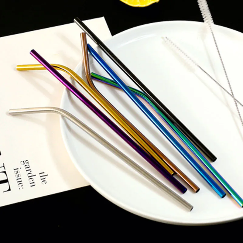 Color Stainless Steel Straight Pipe, Straight Tube, Juice Drink Cup, Extended Metal Straw