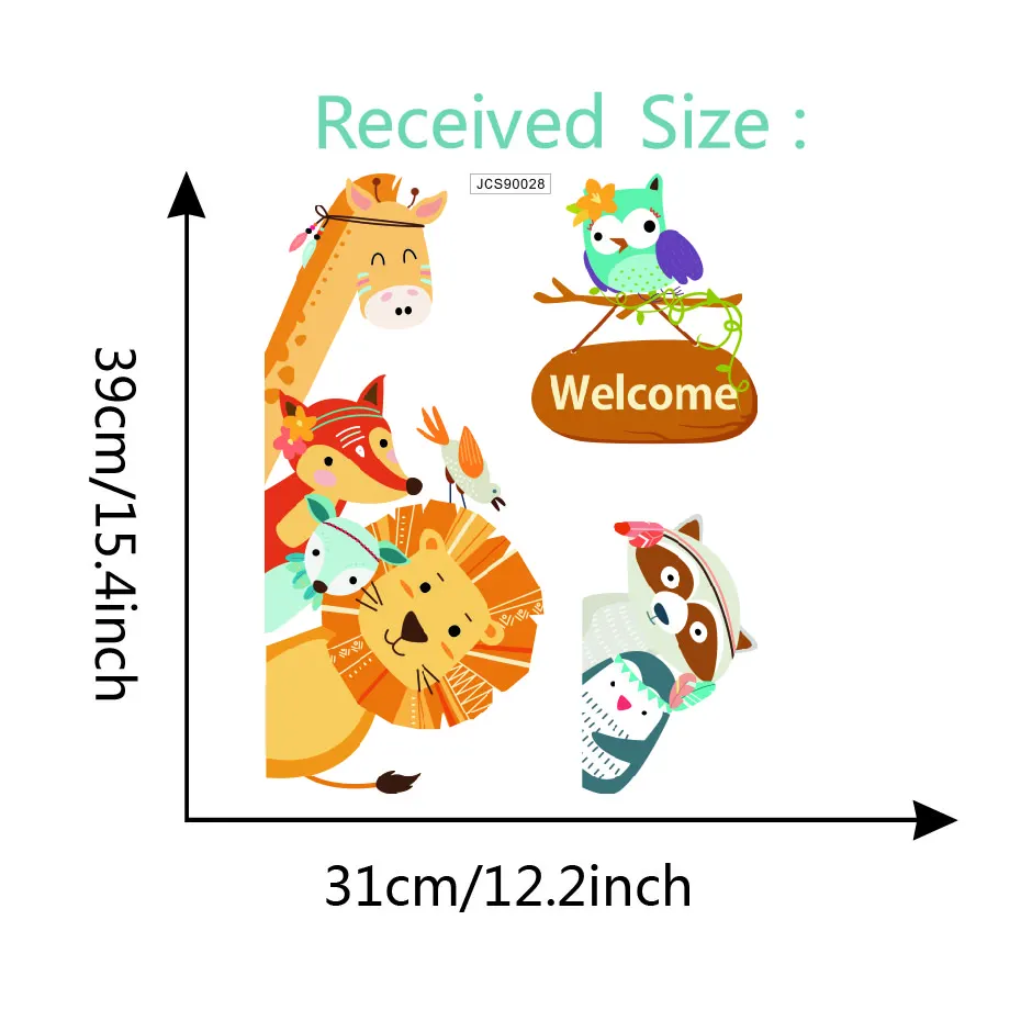 Funny Tribal Giraffe Lion Fox Door Stickers Art DIY VInyls Forest Animal Welcome Decals For Wall Kids Baby Room Decor Home Mural (1)