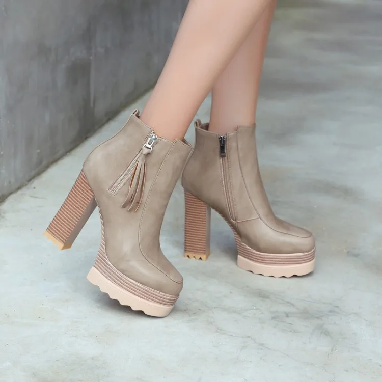 Женские ботильоны на молнии с подвеской толстой подошве | Обувь