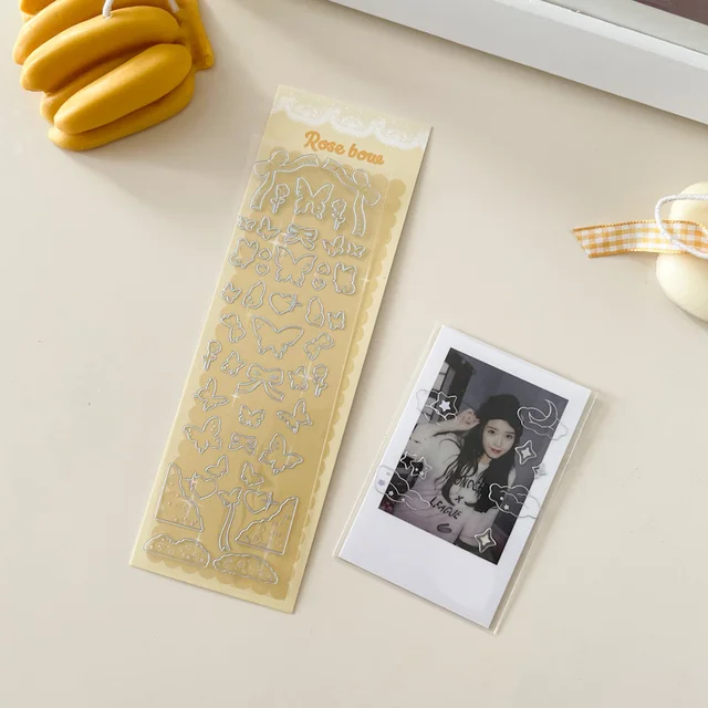 1Pc Ins Style Bronzing Butterfly Jellyfish Laser Sticker Bronzing Creative Handbook DIY Decorative Collage Material Sticker 1Pc E