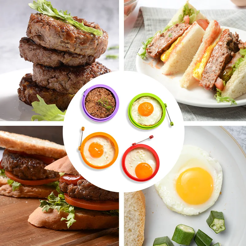 Large Breakfast Omelette Fried Egg Molds Food Grade Silicone Egg Pancake Ring Mould Cooking Frying Mould Kitchen Gadget 2Pcs,egg mold,egg ring
