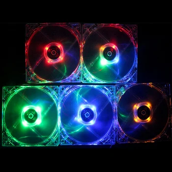 

Cooling Fan PC Computer Fan Quad 4 LED Light 120mm PC Computer Case Cooling Fan Mod Quiet Molex Connector Easy Installed Fan 12V