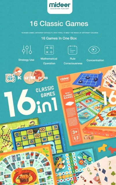 US $69.99 MiDeer 16 in 1 Classic games preschool Multi-function board game parent-child early education chess