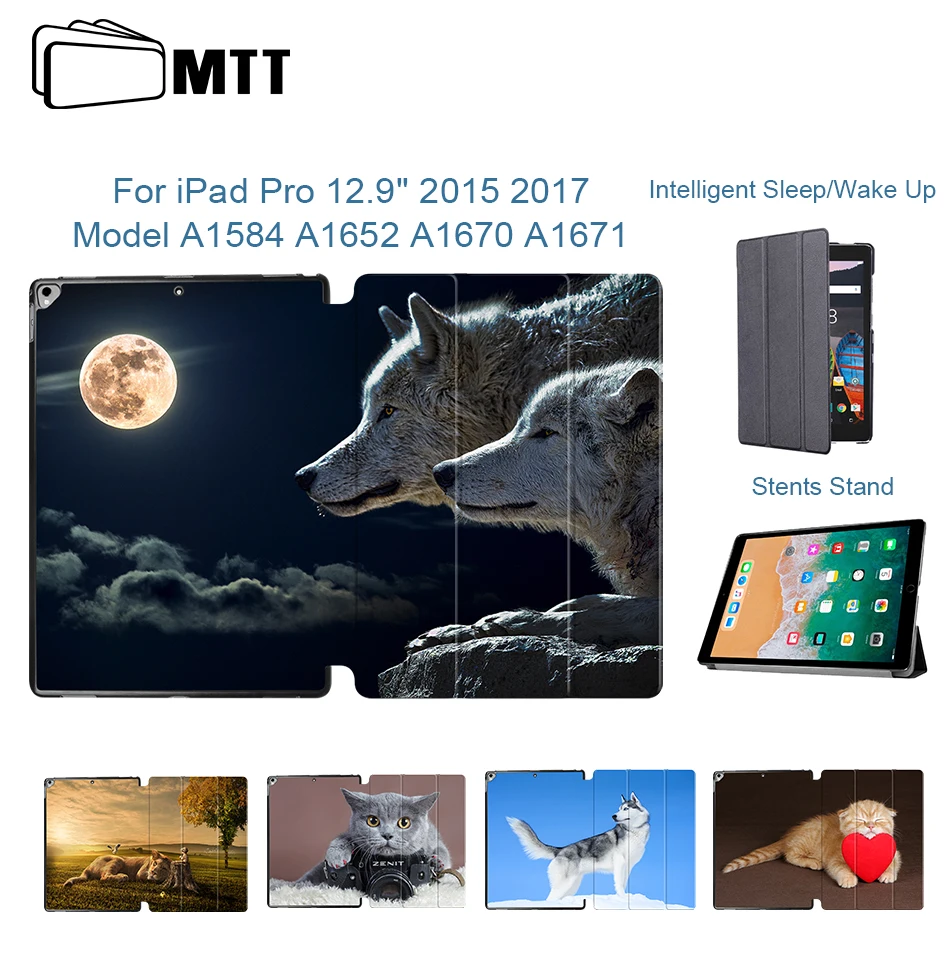 MTT из искусственной кожи чехол для iPad Pro 12,9 '' откидная подставка смарт-чехол для планшета A1670 A1671 A1584 A1652