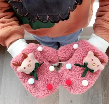 

Autumn winter children thicken warm Coral fleece glove boy girk kids lovely cartoon mitten R2078