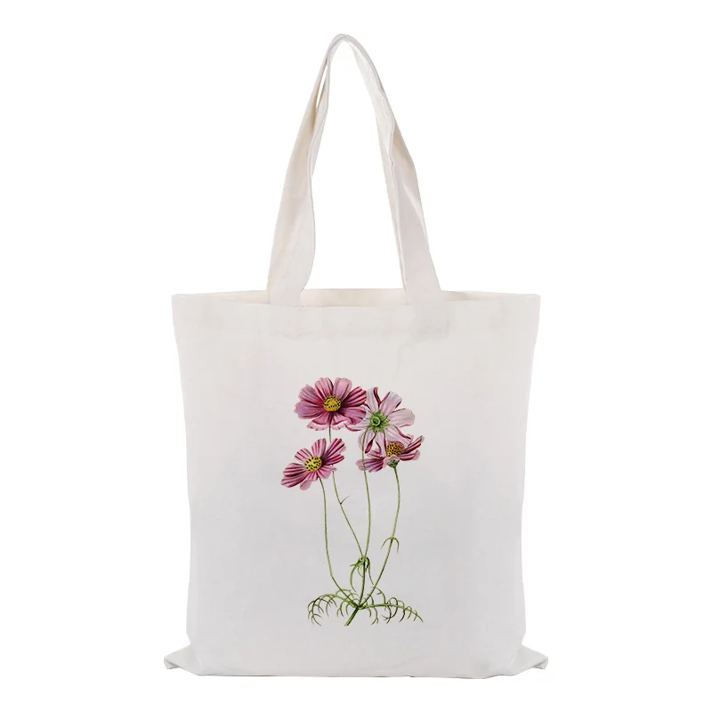 Сумка-тоут с цветочным принтом для ежедневного использования, сумка с логотипом, хозяйственная сумка, эко многоразовая утилизация, текст, холст, сделай сам