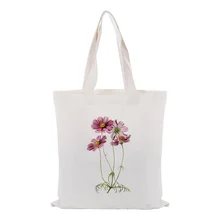 Сумка-тоут с цветочным принтом для ежедневного использования, сумка с логотипом, хозяйственная сумка, эко многоразовая утилизация, текст, холст, сделай сам