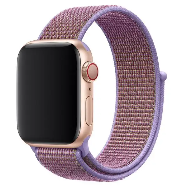 Lilac Спортивный тканый нейлоновый ремешок для apple watch 38 мм 42 мм 40 мм 44 мм наручный браслет регулируемый нейлон для iwatch ремешок серии 1/2/3/4 - Цвет ремешка: Lilac