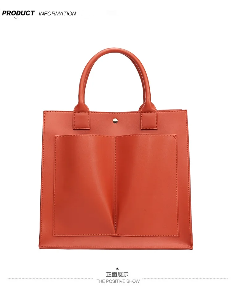 Европейский стиль качество PU кожаная сумка простая сумка большая сумка тоут повседневная женская сумка через плечо винтажная Женская сумка через плечо оранжевый