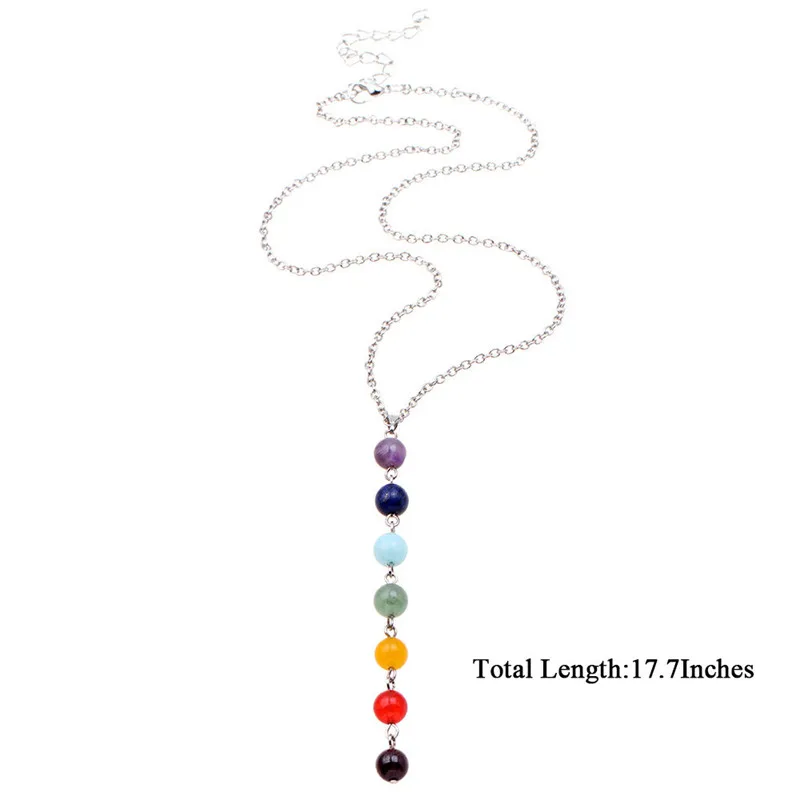 7 chakra gemstone pendant necklace