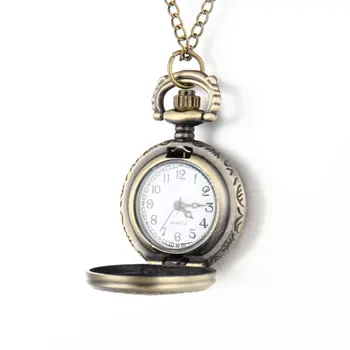 

Hot Women Men Pocket Watch Retro Bronze Tone Round Shape Spider Web Pattern Watches With Chain Necklace