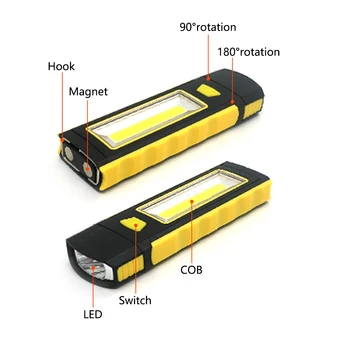 

Aukelly COB LED Work Light Inspection Flashlight Powerful Hand Torch Magnetic Stand Hanging Hook Portable Camping Tent Lantern