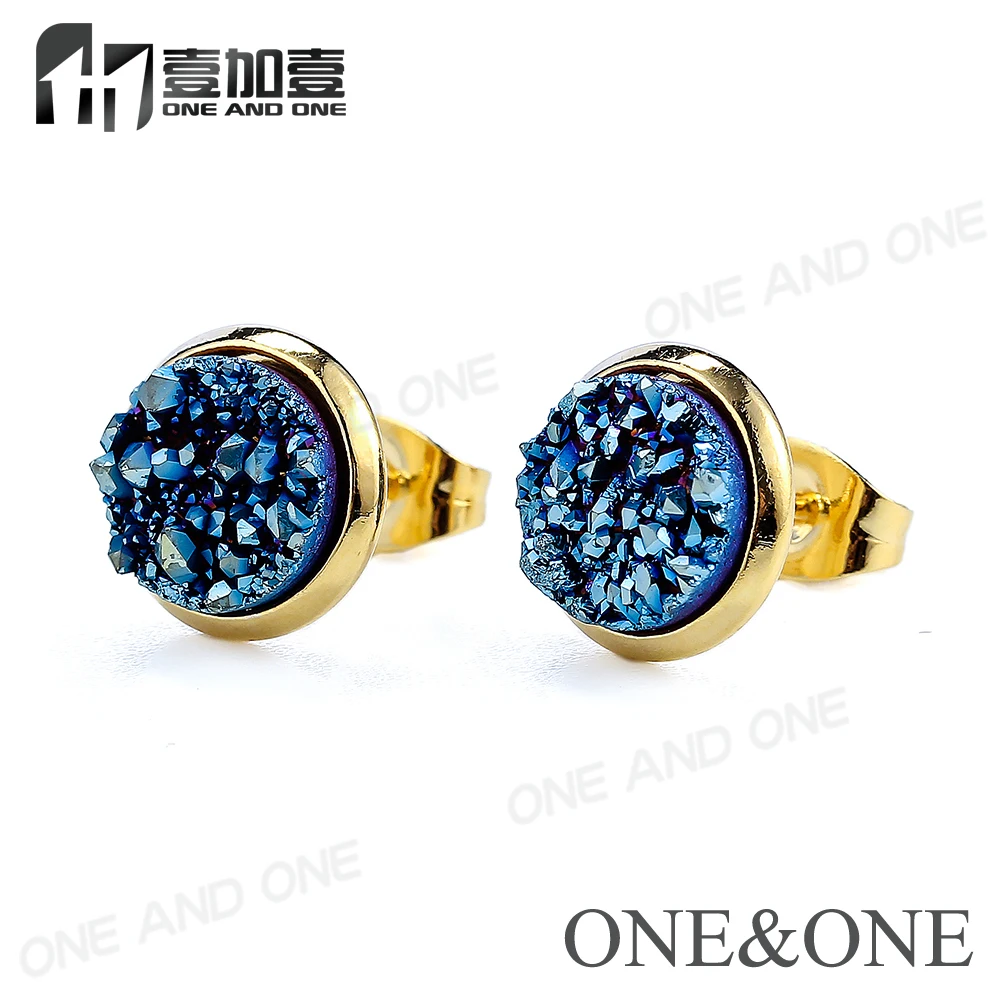 EYIKA горячие роскошные натуральные серьги друзы круглые 10 мм drusy 13 цветов опал серьги-гвоздики для Дня матери элегантный подарок для женщин/девочек