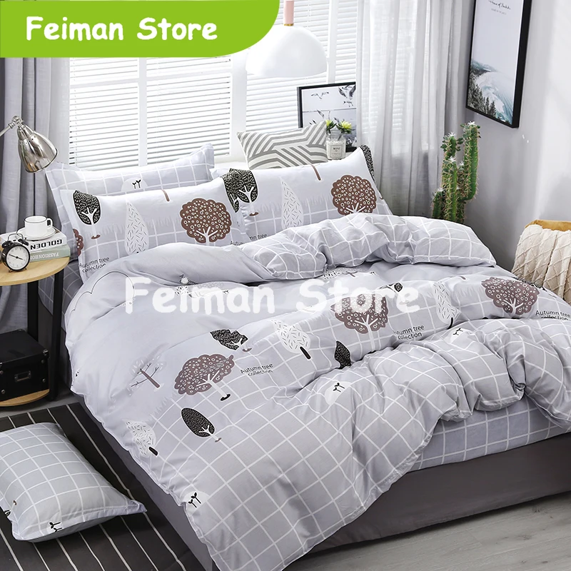 

4pcs/set Psychedelic Forest Cartoon Trees Printing Bedding Set Bed Linings Duvet Cover Bed Sheet Pillowcases Cover Set