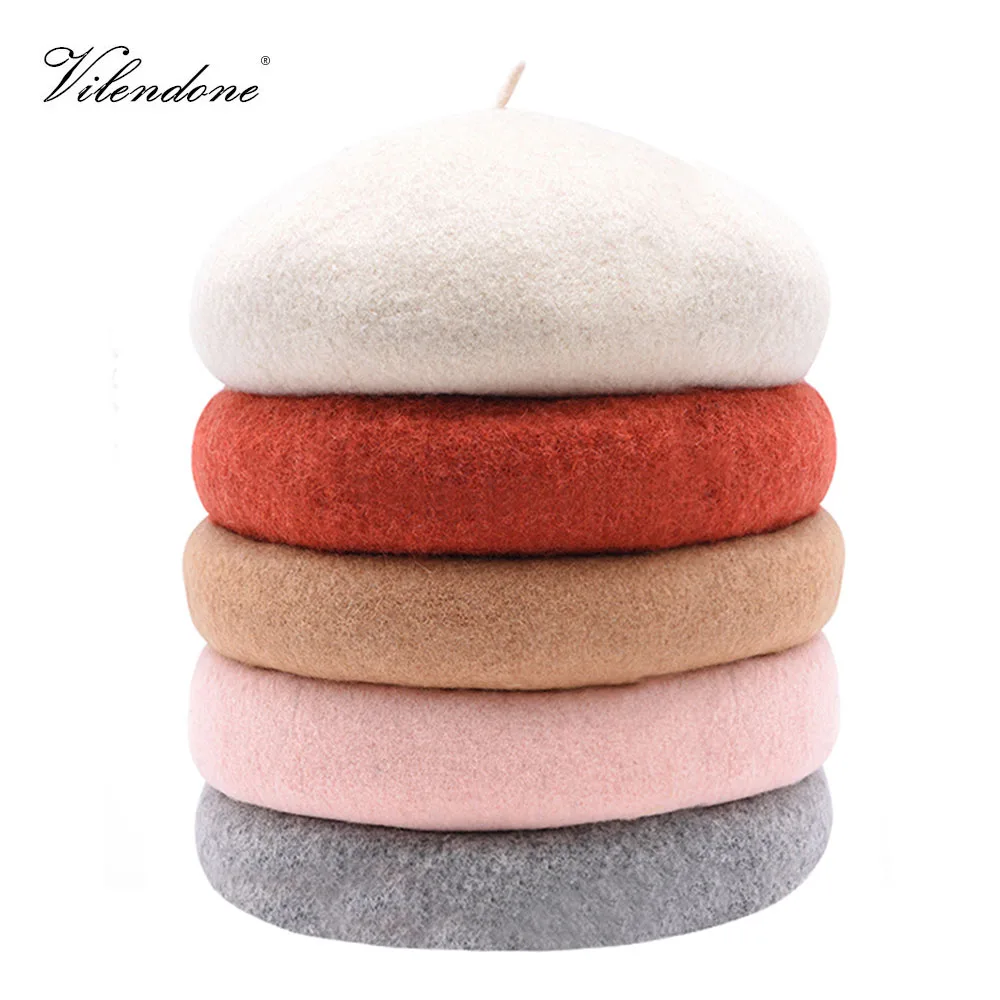

Beret Women Painter Style Hats Wool Solid Color Warm Winter Hat Female Bonnet Vintage Berets Autumn Fashion Caps 7 Color O5