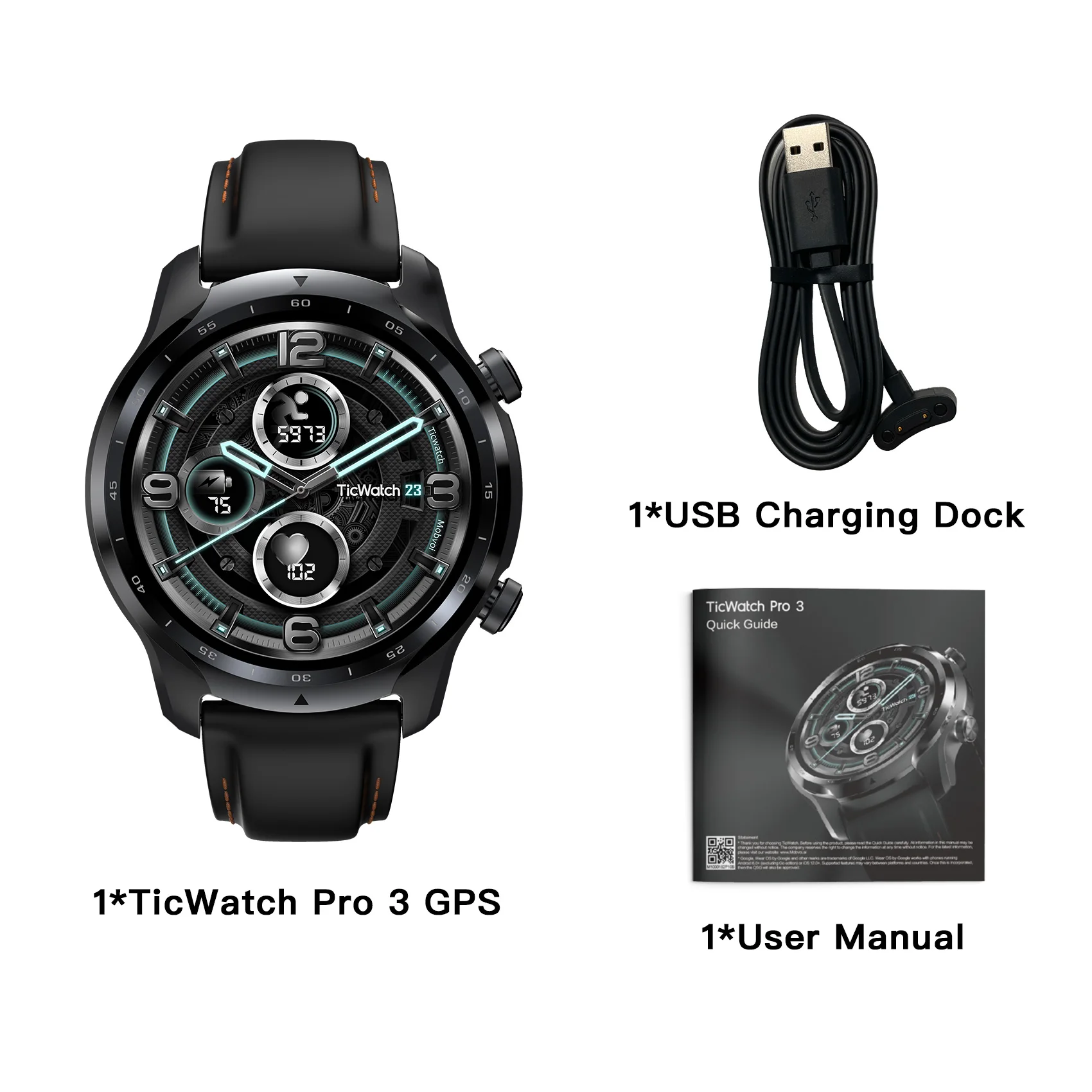 TicWatch Pro 3 GPS Wear OS Jam Tangan 