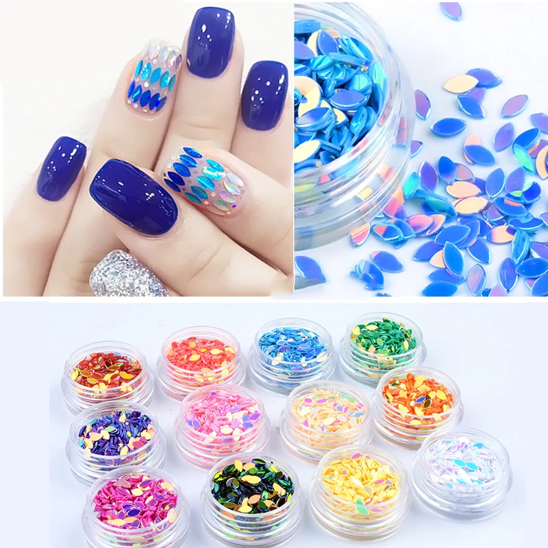 

12Pcs/Set Nail Glitter Colorful Sequins DIY Nail Art Decorations Shiny Sparkly Diamond Nail Pigment Glitter Manicure Accessories