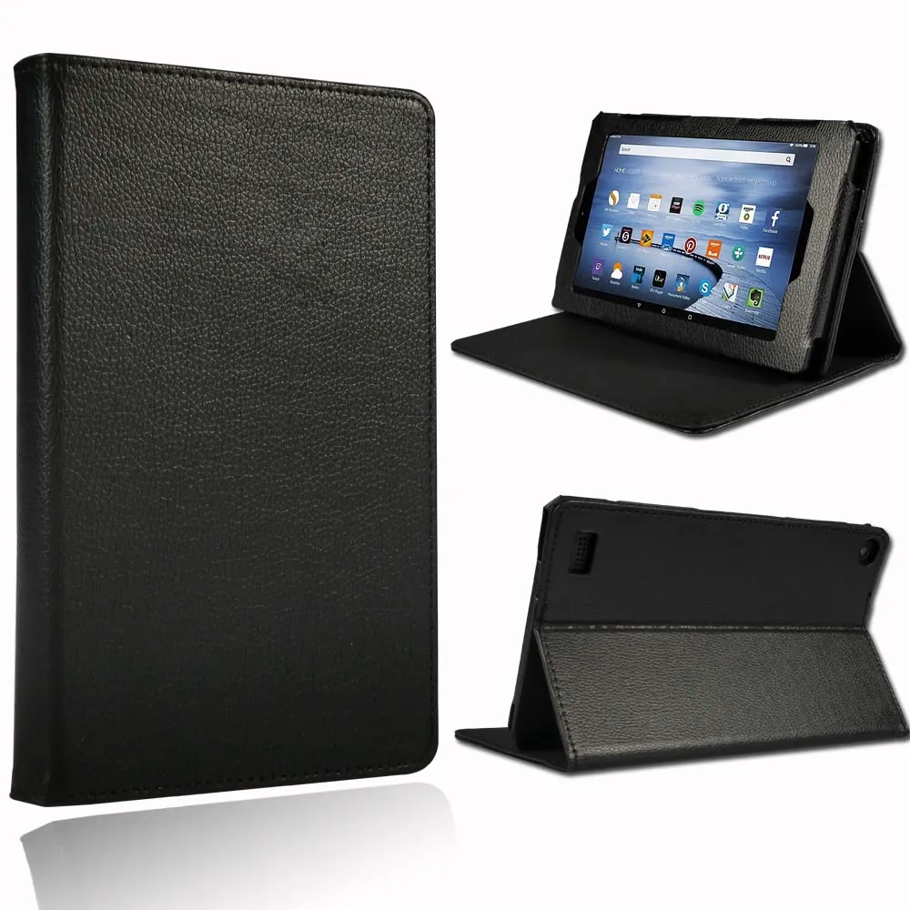 KK& LL для Amazon Fire HD 10(7th/5th поколение, / выпуск) черный кожаный чехол-книжка с подставкой для смарт-планшета защитный чехол
