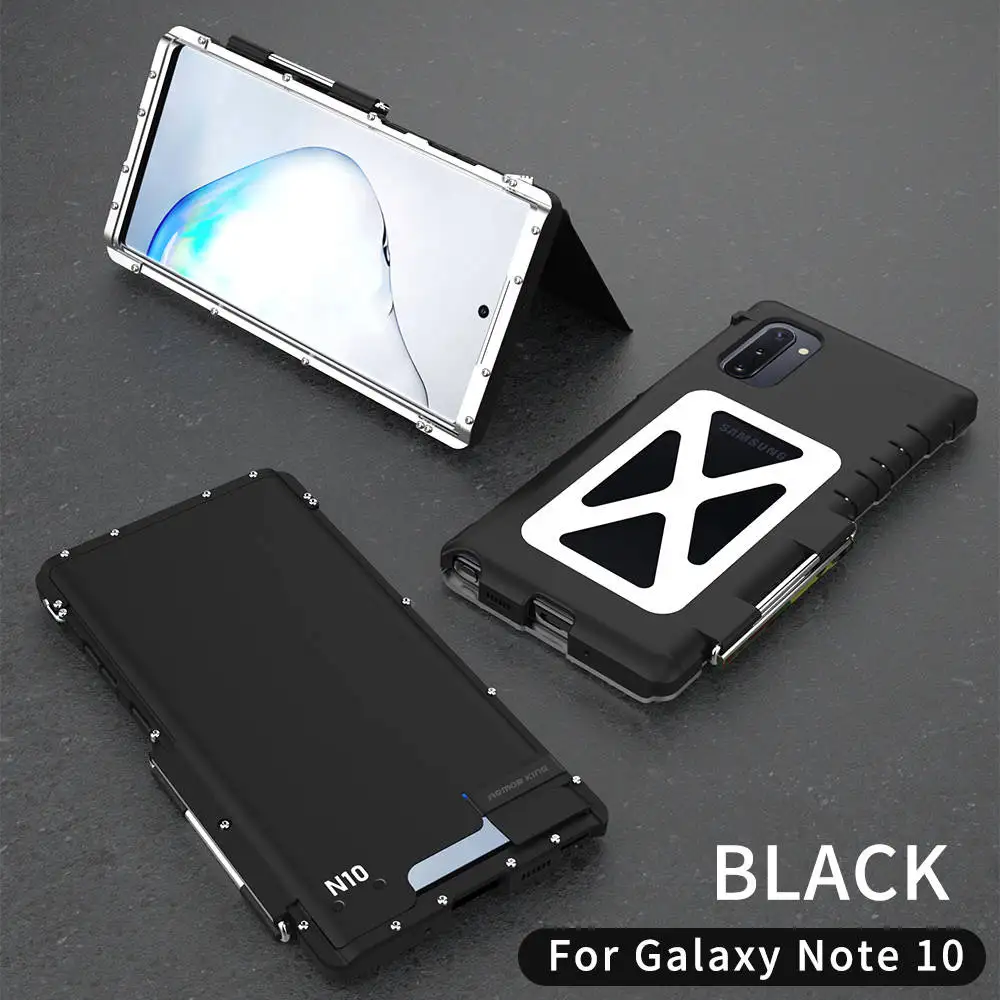 Роскошный Алюминиевый Чехол с винтом из нержавеющей стали для samsung Galaxy Note 10 Plus 9 8, чехол для телефона с откидной крышкой - Цвет: Black