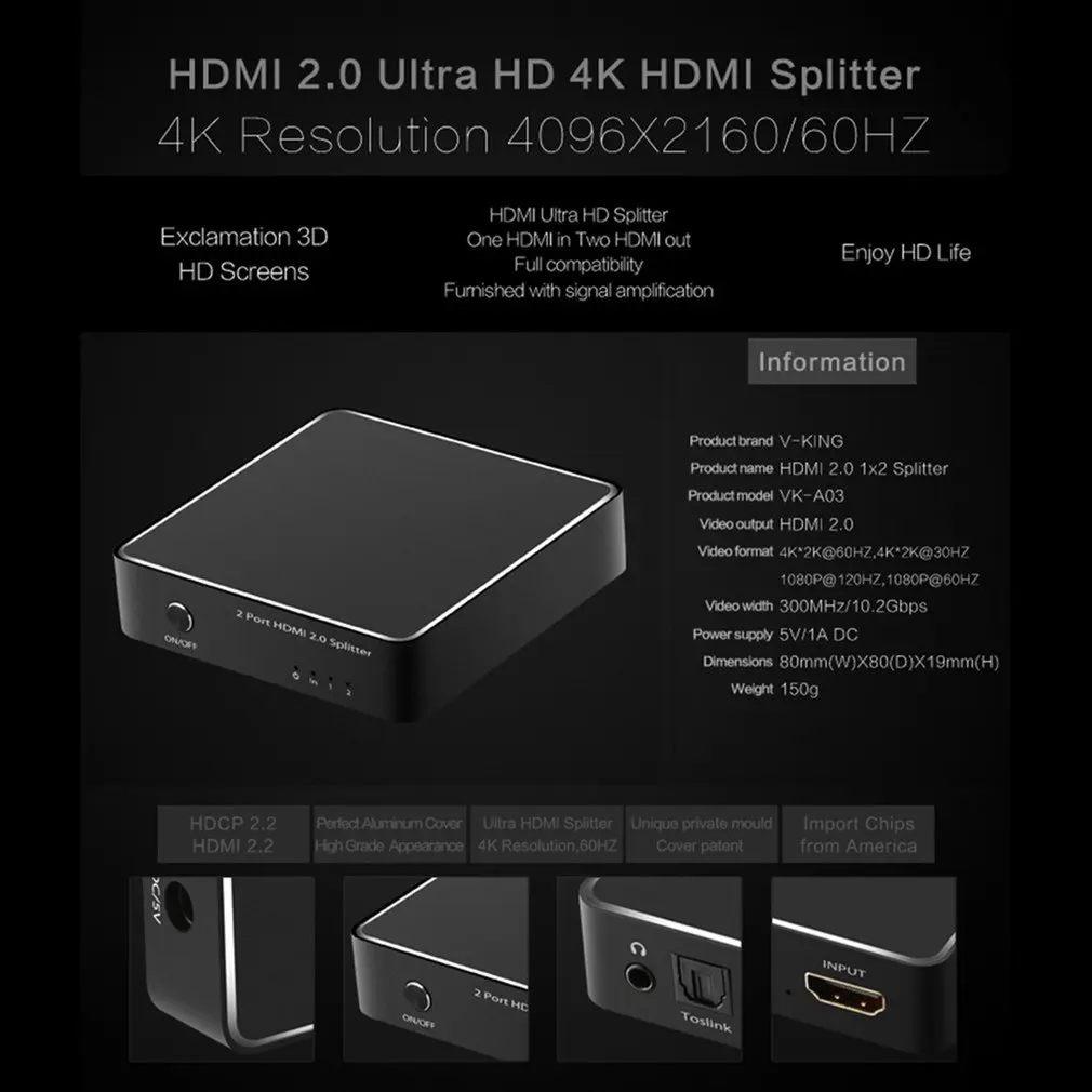 Vk-a03hdmi2.01x2splitter конвертер Hdmi в Hdmi конвертер