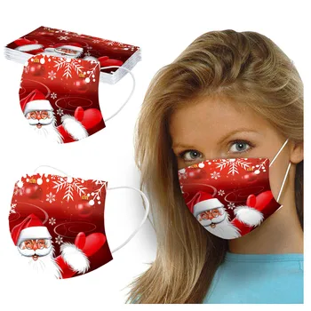 

10/50pc Face Mask Adult Christmas Santa Elk Print Маска Disposable Nonwove 3ply Loop Mascarillas Multi-purpose Mouth Caps Masque